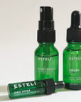 Rosa Jamaica face mist, Verano body oil, and Oro Rosa face oil from the ESTELÍ Discovery Ritual