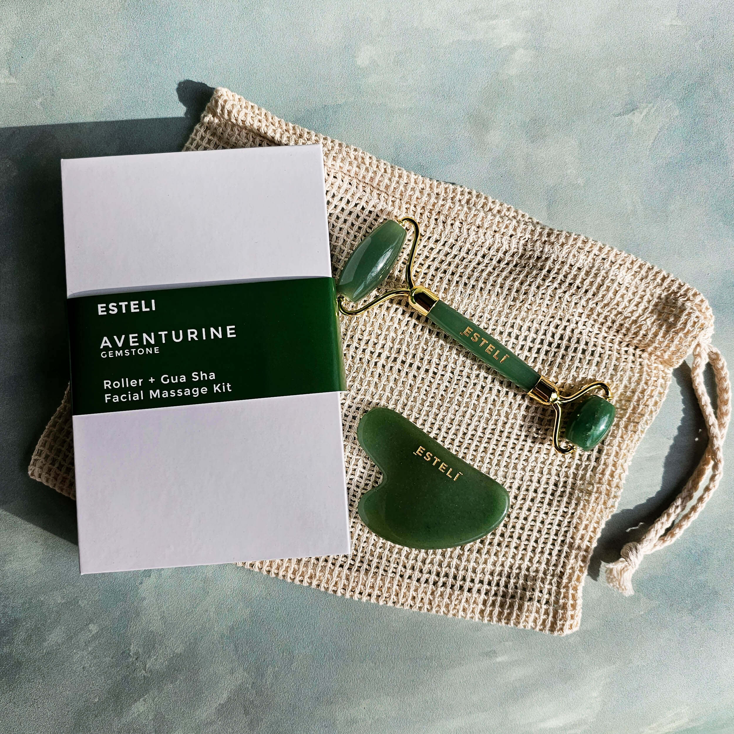 Esteli Aventurine Roller and Gua Sha Set