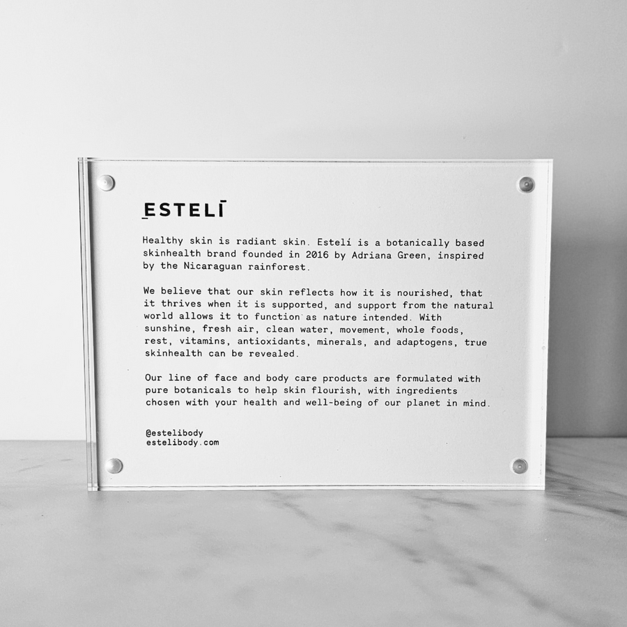 Stockist Display Sign/Shelf Talker - About Esteli