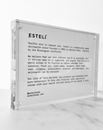 Stockist Display Sign/Shelf Talker - About Esteli