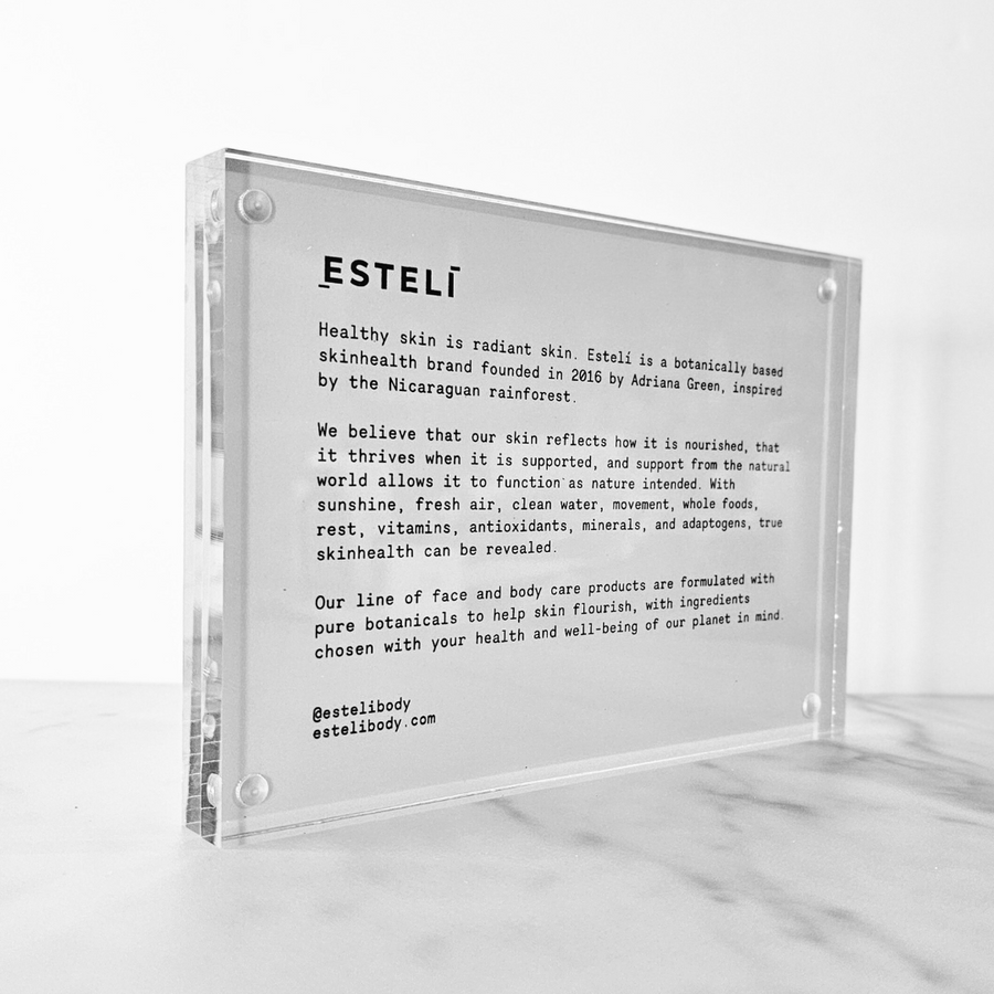 Stockist Display Sign/Shelf Talker - About Esteli