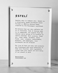 Stockist Display Sign/Shelf Talker - About Esteli