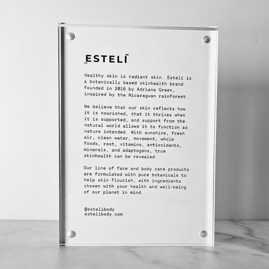 Stockist Display Sign/Shelf Talker - About Esteli