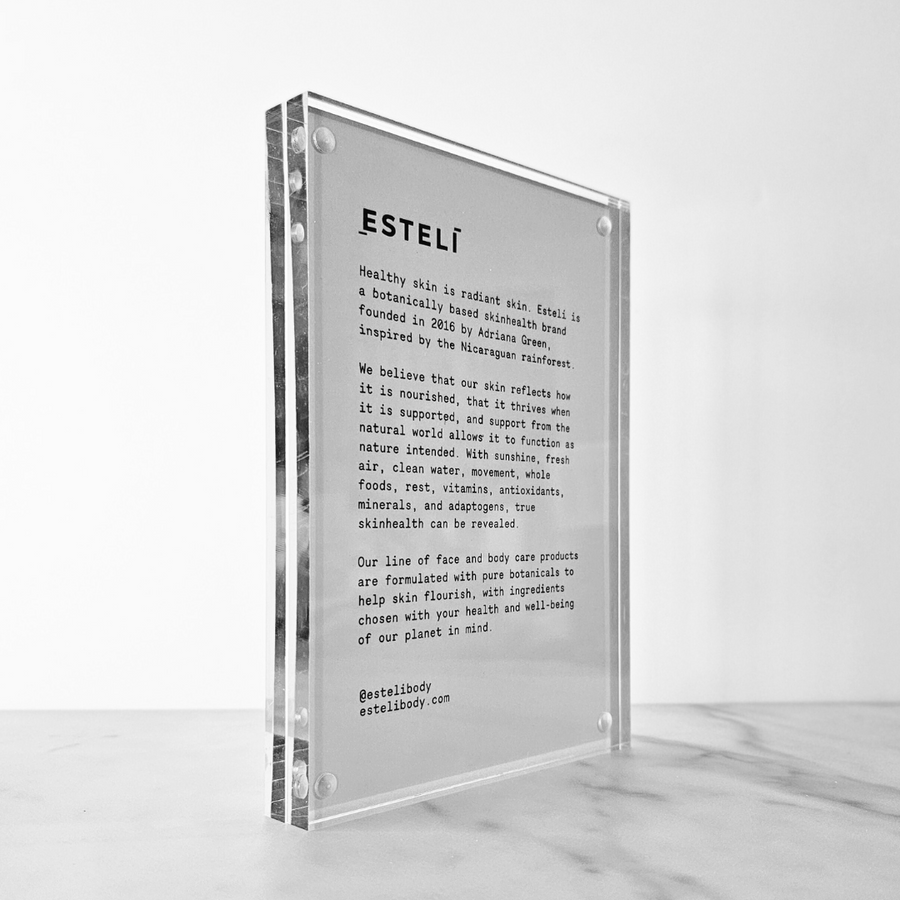 Stockist Display Sign/Shelf Talker - About Esteli