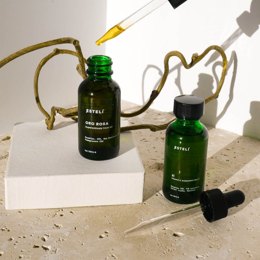 Esteli Facial Serum Duo Oro Rosa Supercriticals and Oro Rosa Face Oil